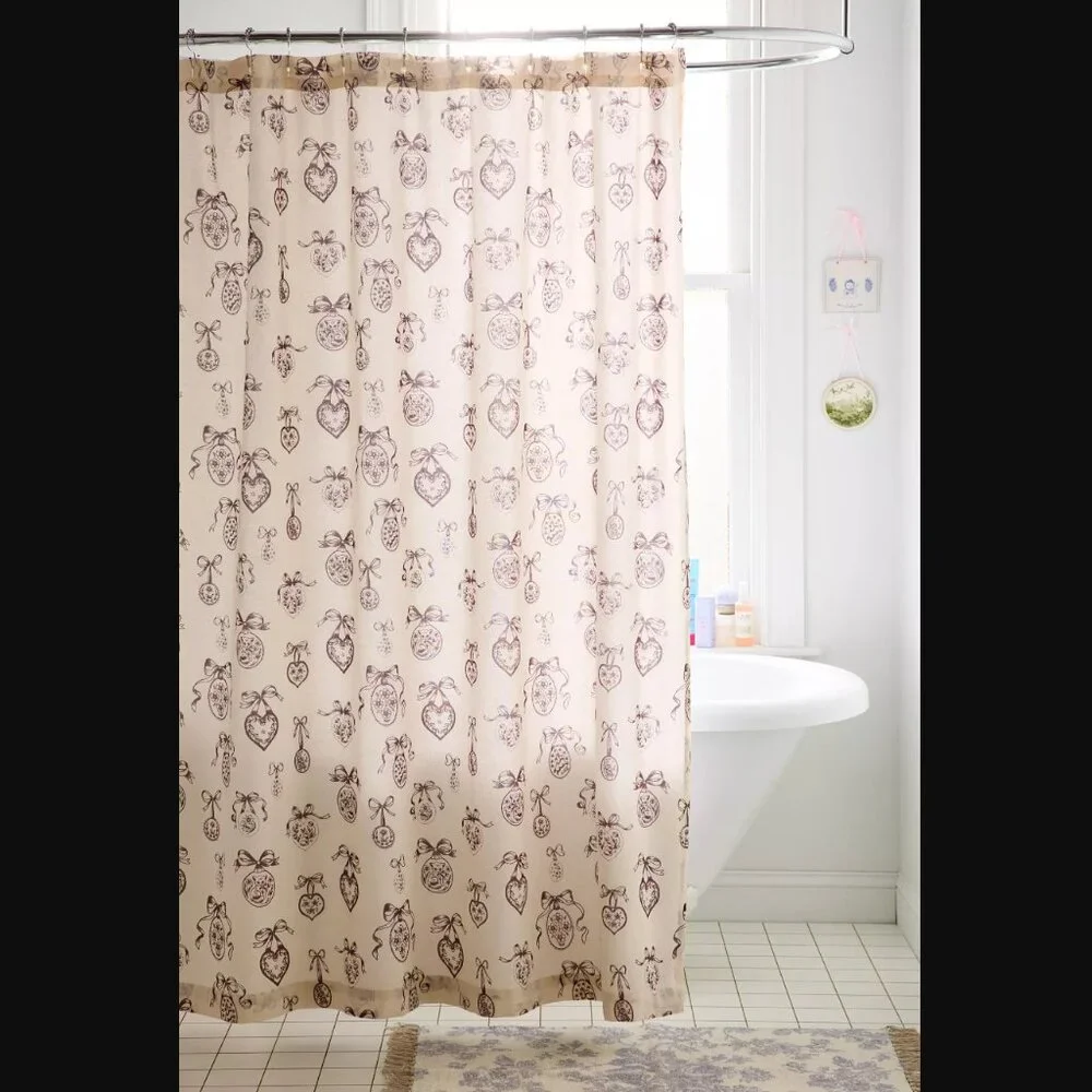 UO Locket 100% Cotton Tattoo Cream Brown Frame Pattern Shower Curtain 72x72